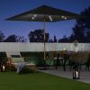 9ft Deep Square Solar Powered LED Lighted Patio Umbrella w/Faux Wood Texture, UV-Resistant Fabric, Hand Crank