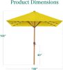 9ft Deep Square Solar Powered LED Lighted Patio Umbrella w/Faux Wood Texture, UV-Resistant Fabric, Hand Crank