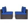 2 Pieces Patio Rattan Armless Sofa Set with 2 Cushions and 2 Pillows