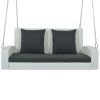 2-Person Wicker Hanging Porch Swing with Chains; Cushion; Pillow; Rattan Swing Bench for Garden; Backyard; Pond