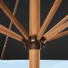 9ft Deep Square Solar Powered LED Lighted Patio Umbrella w/Faux Wood Texture, UV-Resistant Fabric, Hand Crank