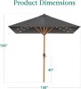 9ft Deep Square Solar Powered LED Lighted Patio Umbrella w/Faux Wood Texture, UV-Resistant Fabric, Hand Crank