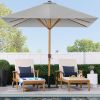 9ft Deep Square Solar Powered LED Lighted Patio Umbrella w/Faux Wood Texture, UV-Resistant Fabric, Hand Crank