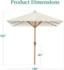 9ft Deep Square Solar Powered LED Lighted Patio Umbrella w/Faux Wood Texture, UV-Resistant Fabric, Hand Crank